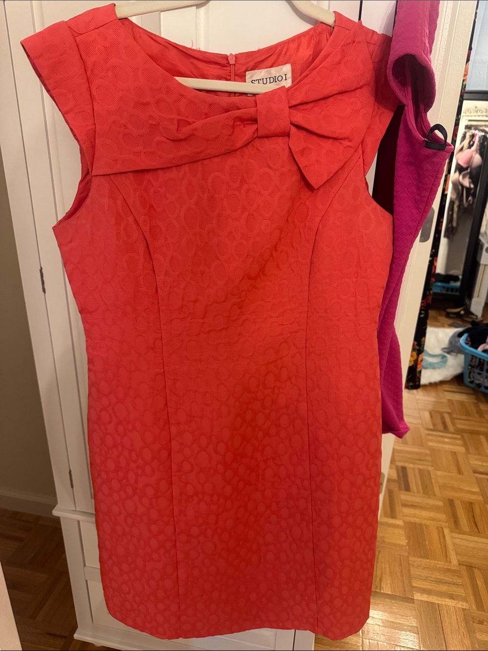 Studio I Coral Bow-Front Sheath Dress